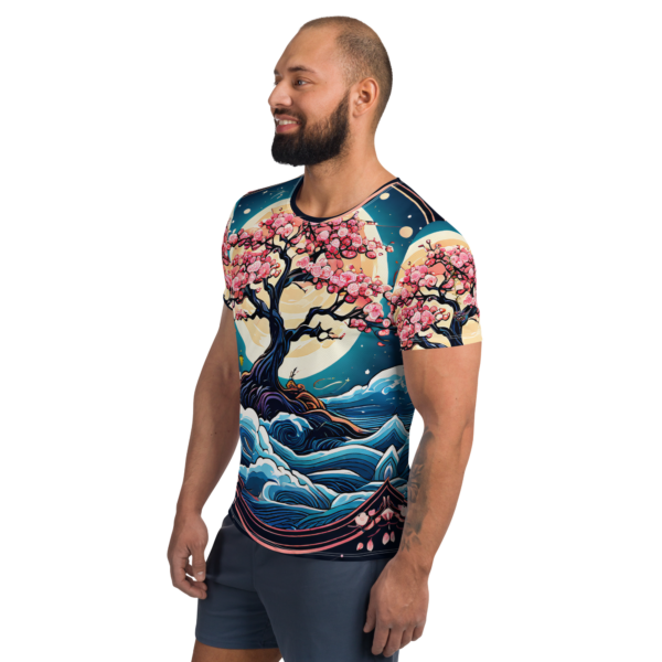 Men's All-Over Print Athletic T-Shirt – Moonlit Cherry Blossom Design by EVOKE Performance - Image 4