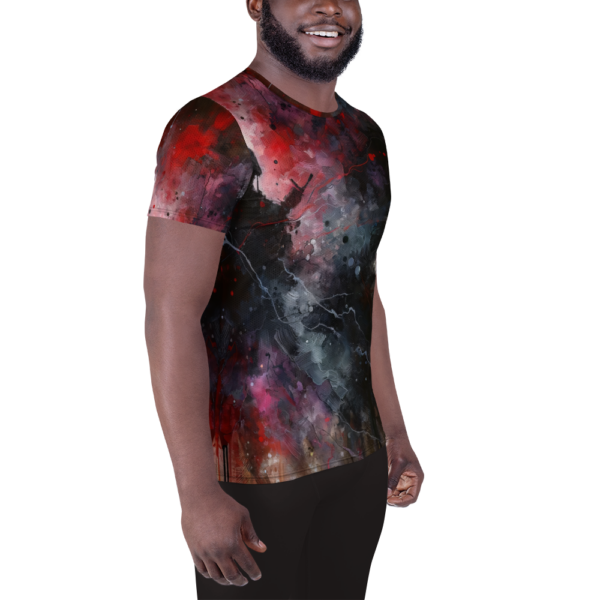 "Echoes of Conflict All-Over Print Men's Athletic T-Shirt – EVOKE Performance Combat Sports Apparel"