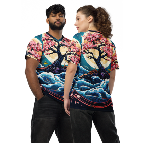 Moonlit Cherry Blossom All-Over Print Sports Jersey – Recycled Unisex Performance Wear