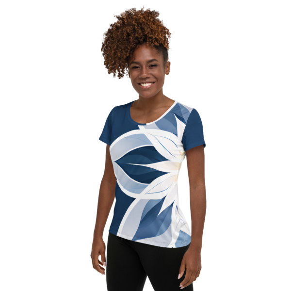 All-Over Print Women's Athletic T-Shirt – Celestial Bloom – Performance Wear for Active and Combat Sports - Image 3