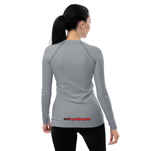 All-Over Print Women's Rash Guard - EVOKE Performance with UPF 50+ and 'Discipline Defines Destiny' Quote - Image 3