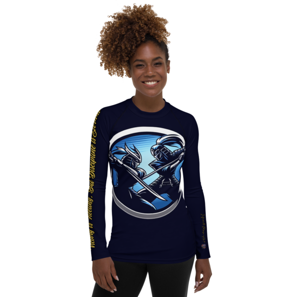 All-Over Print Women's Rash Guard - EVOKE Performance Martial Arts Wear with Inspirational Quote - Image 2