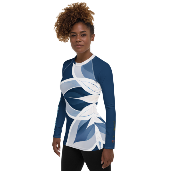 All-Over Print Women's Rash Guard – Celestial Bloom Design – Performance Wear with UPF 50+ - Image 3