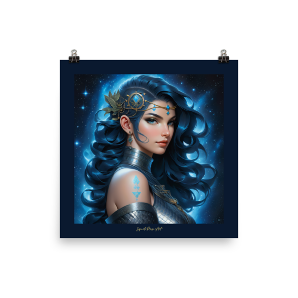 Stellar Sentinel – Celestial Guardian Portrait on 18x18in Enhanced Japanese Matte Poster Paper | Infinite Muse Art