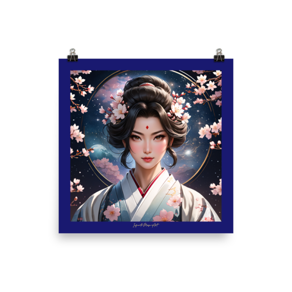 Celestial Sakura Spirit - 18x18in Enhanced Matte Japanese Poster Paper Print