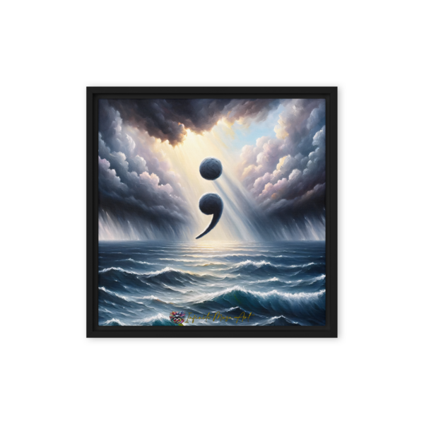 The Semicolon Horizon – Framed 16x16 Canvas Print with Black Frame