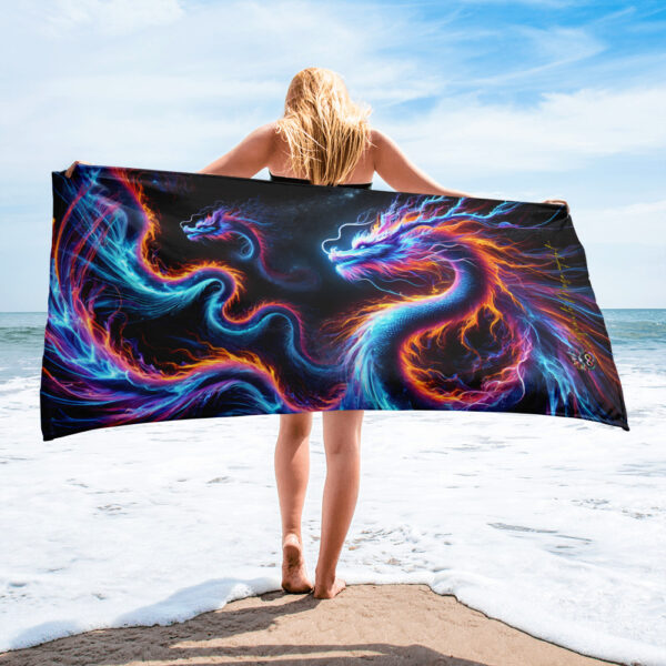 EVOKE Performance Celestial Dragon Beach Towel – Sublimated Design for Athletic and Outdoor Use