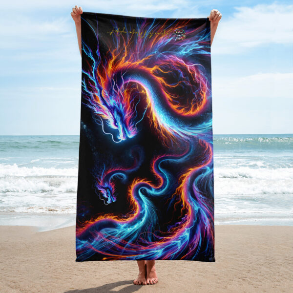 EVOKE Performance Celestial Dragon Beach Towel – Sublimated Design for Athletic and Outdoor Use - Image 2