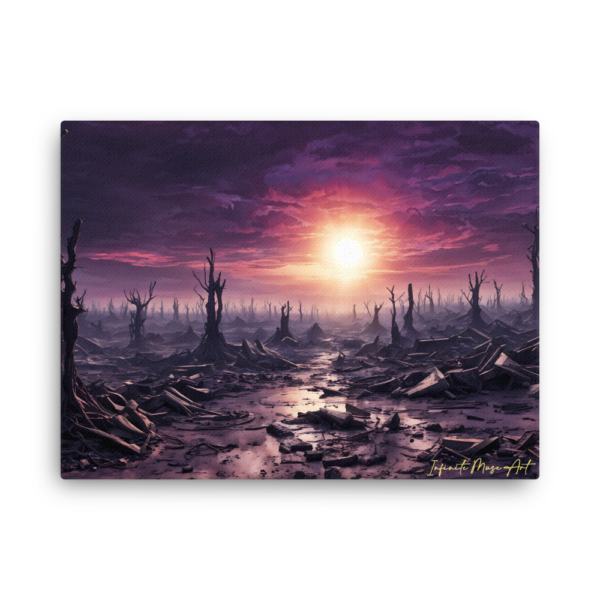 Eternal Twilight – Surreal Sunset Over Wasteland No. 1 | Premium 18x24 Thin Canvas Art Print