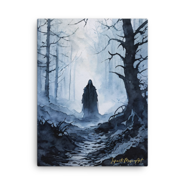 The Silent Watcher Gothic Thin Canvas Print – 18x24in Dark Forest Wall Art