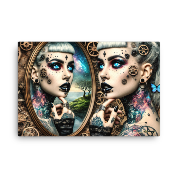 Reflections of a Mechanical Soul - 24x36in Thin Canvas Steampunk Art Print