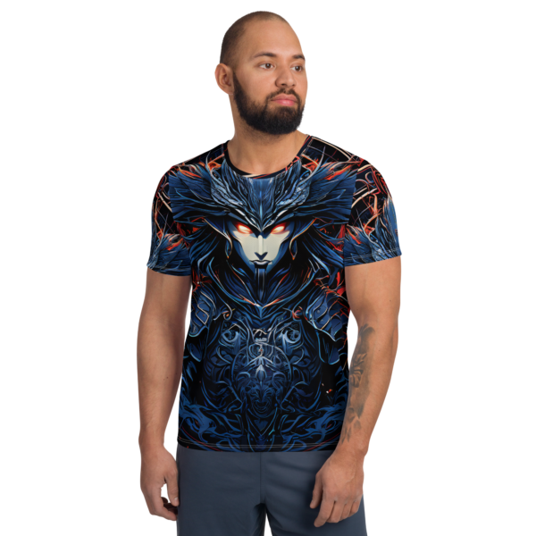 "All-Over Print Men's Athletic T-Shirt – Infernal Sentinel Design by EVOKE Performance" - Image 2