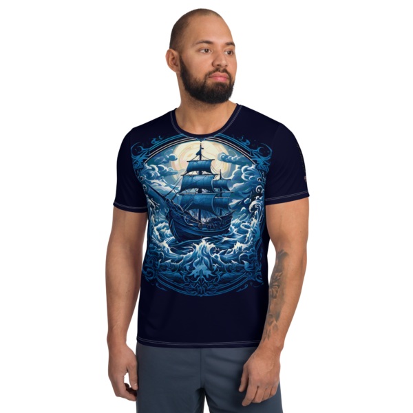 Men's All-Over Print Athletic T-Shirt – Stormbound Galleon Design - Image 2