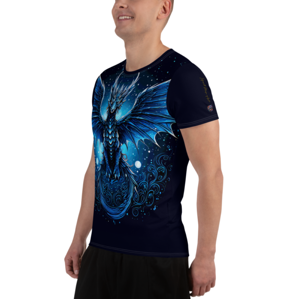 Celestial Sovereign: Azure Dragon All-Over Print Men's Athletic T-Shirt - Image 4