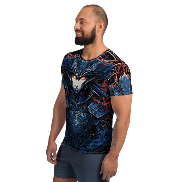 "All-Over Print Men's Athletic T-Shirt – Infernal Sentinel Design by EVOKE Performance" - Image 4