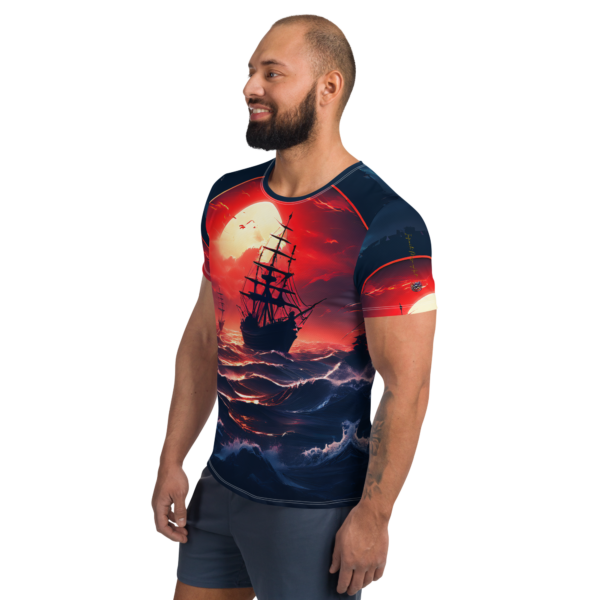 Crimson Voyage All-Over Print Men's Athletic T-Shirt – EVOKE Performance - Image 4