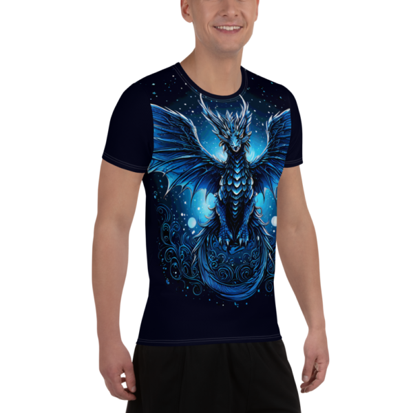 Celestial Sovereign: Azure Dragon All-Over Print Men's Athletic T-Shirt