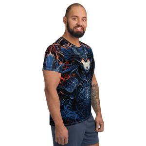 "All-Over Print Men's Athletic T-Shirt – Infernal Sentinel Design by EVOKE Performance"