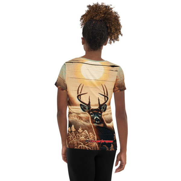 Whitetail Sunrise All-Over Print Women's Athletic T-Shirt - Image 3