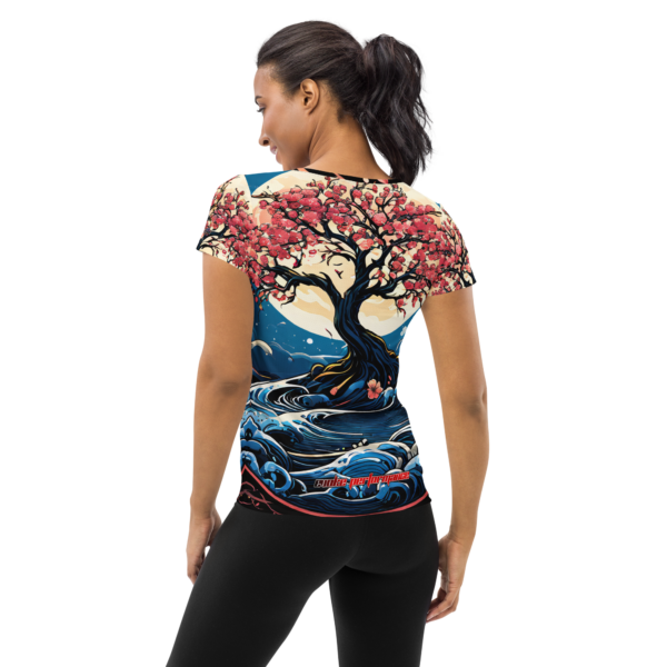 Lunar Blossom All-Over Print Women's Athletic T-Shirt – EVOKE Performance Training Apparel - Image 3