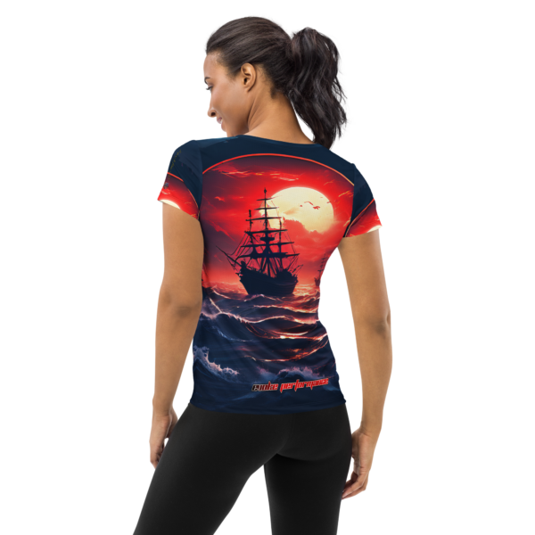 Crimson Voyage All-Over Print Women's Athletic T-Shirt – EVOKE Performance - Image 3