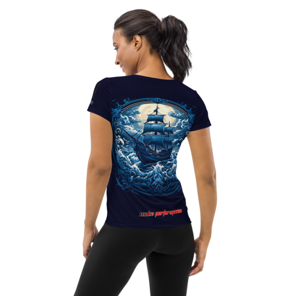 Women's All-Over Print Athletic T-Shirt – Stormbound Galleon Design - Image 3