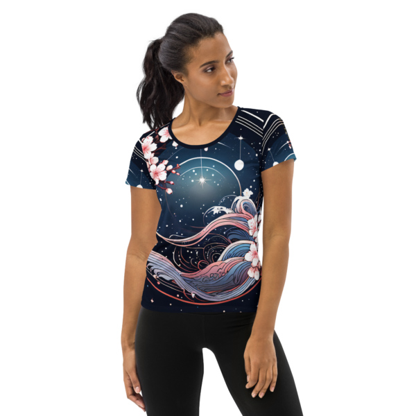 Women's All-Over Print Athletic T-Shirt – Celestial Blossoms Design by EVOKE Performance - Image 2