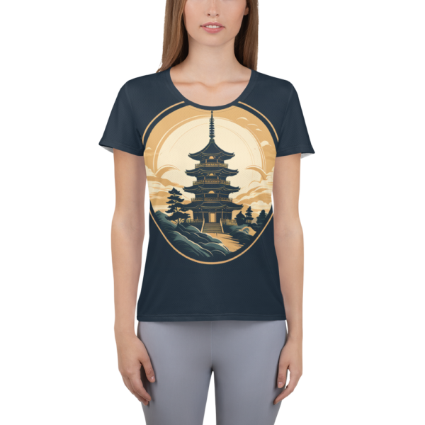 Serenity in the Rising Sun Women’s All-Over Print Athletic T-Shirt - Image 2