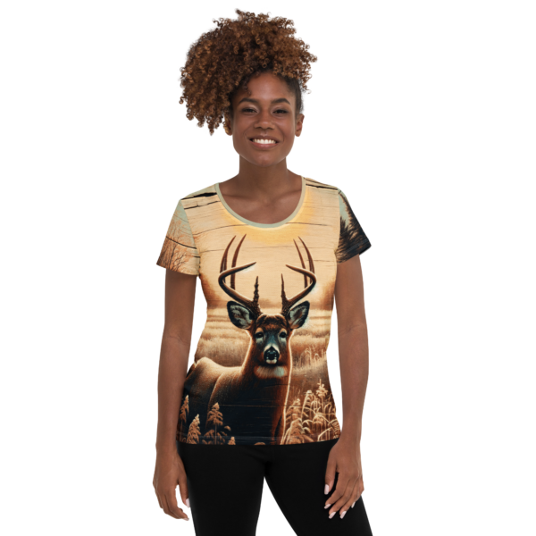 Whitetail Sunrise All-Over Print Women's Athletic T-Shirt - Image 2