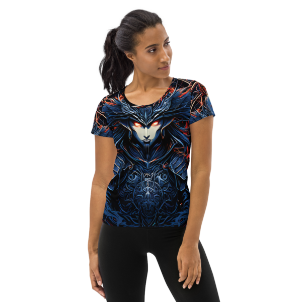 All-Over Print Women's Athletic T-Shirt – Infernal Sentinel Design by EVOKE Performance - Image 2