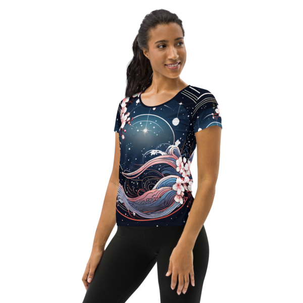 Women's All-Over Print Athletic T-Shirt – Celestial Blossoms Design by EVOKE Performance