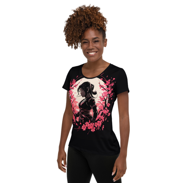 Women's All-Over Print Athletic T-Shirt – Blossoms of Discipline Design by EVOKE Performance