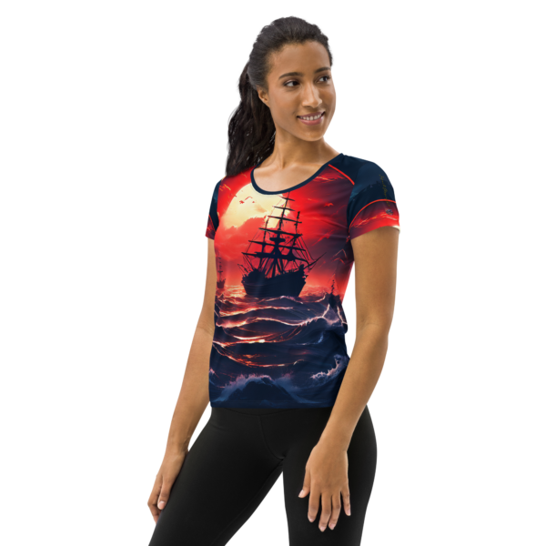 Crimson Voyage All-Over Print Women's Athletic T-Shirt – EVOKE Performance