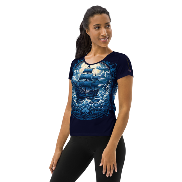 Women's All-Over Print Athletic T-Shirt – Stormbound Galleon Design