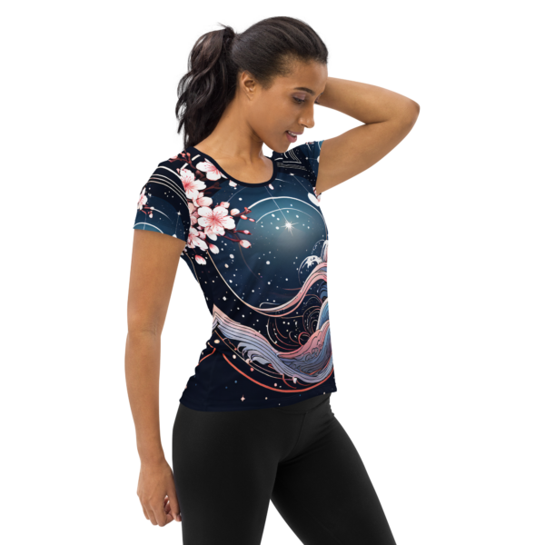 Women's All-Over Print Athletic T-Shirt – Celestial Blossoms Design by EVOKE Performance - Image 4