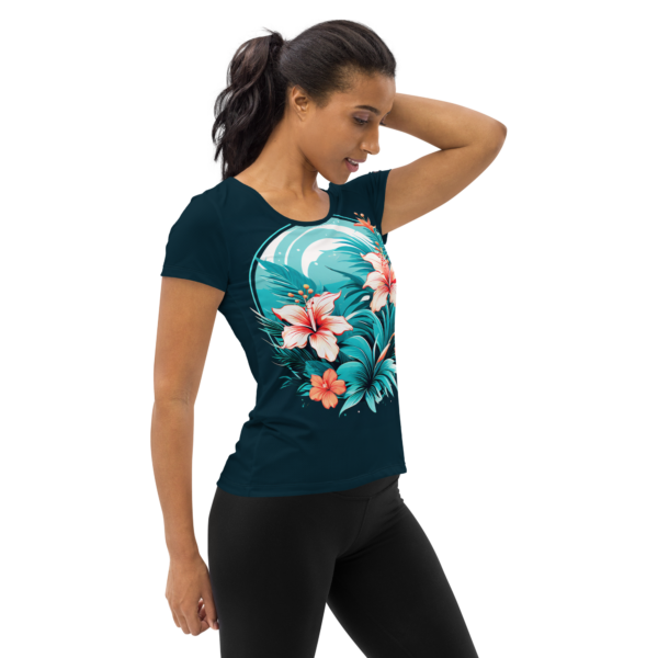 Hibiscus Harmony All-Over Print Women's Athletic T-Shirt - Image 4