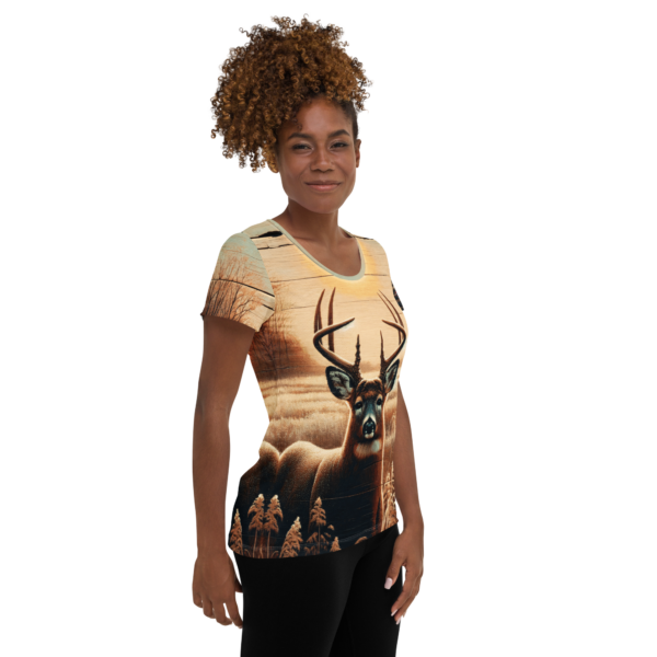 Whitetail Sunrise All-Over Print Women's Athletic T-Shirt - Image 4