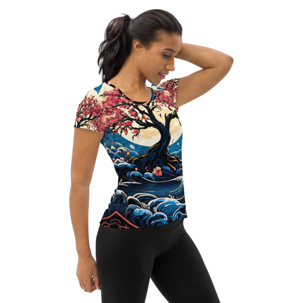 Lunar Blossom All-Over Print Women's Athletic T-Shirt – EVOKE Performance Training Apparel - Image 4