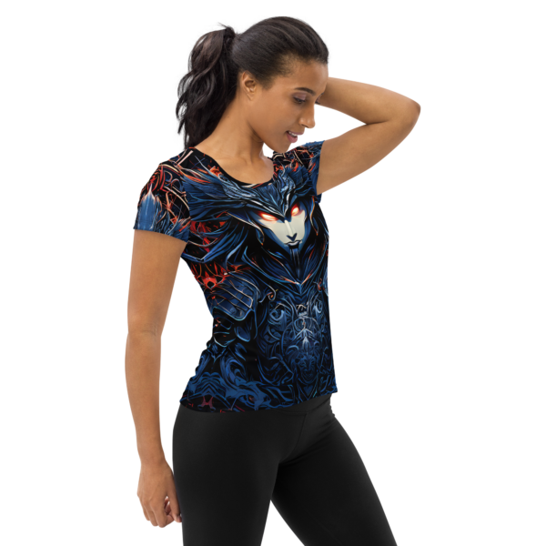 All-Over Print Women's Athletic T-Shirt – Infernal Sentinel Design by EVOKE Performance - Image 4