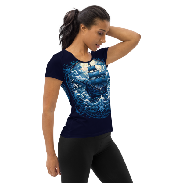 Women's All-Over Print Athletic T-Shirt – Stormbound Galleon Design - Image 4