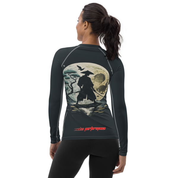 Moonlit Samurai Women's All-Over Print Rash Guard with UPF 50+ Protection - Image 3