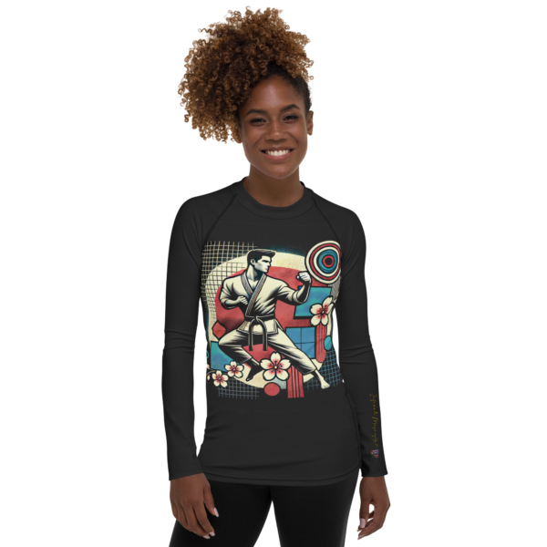 Martial Spirit All-Over Print Women's Rash Guard – EVOKE Performance Dynamic Karate Design - Image 2