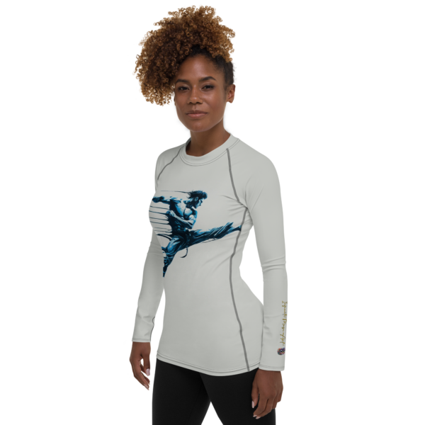 All-Over Print Women's Rash Guard - Dynamic Martial Arts Flow Design