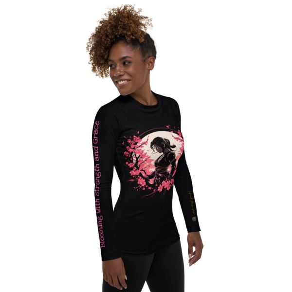 Women's All-Over Print Rash Guard – Blossoms of Discipline Design by EVOKE Performance - Image 4