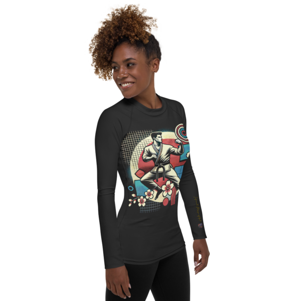 Martial Spirit All-Over Print Women's Rash Guard – EVOKE Performance Dynamic Karate Design - Image 4