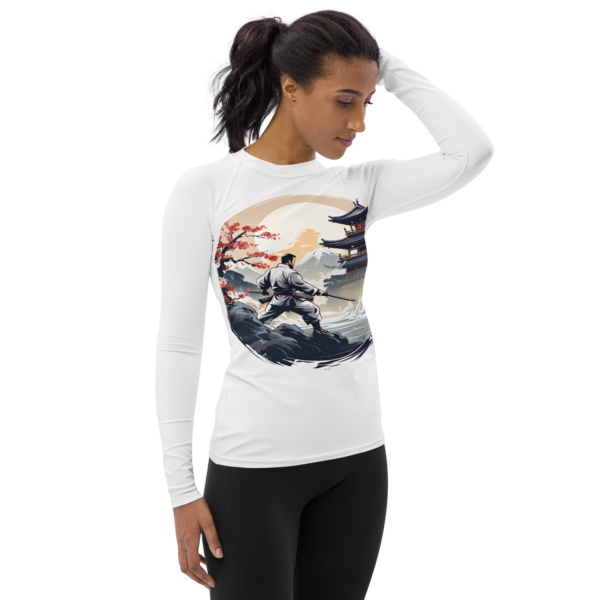 Women's All-Over Print Rash Guard – The Samurai's Resolve Design by EVOKE Performance - Image 4