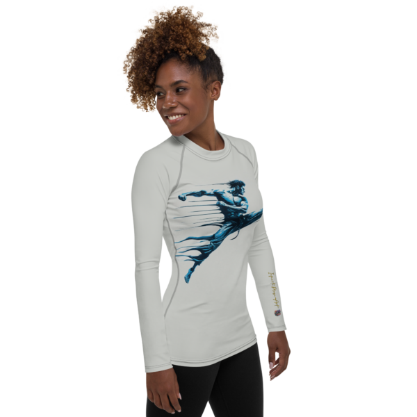 All-Over Print Women's Rash Guard - Dynamic Martial Arts Flow Design - Image 4