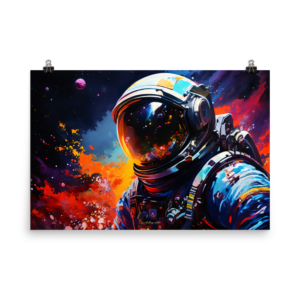 Astral Odyssey: Colourful Astronaut Space Art - 24x36in Japanese Matte Paper Poster