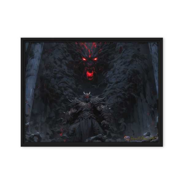 Framed Canvas Print – Infernal Sovereign Dark Fantasy Artwork in Black Frame (18x24in)