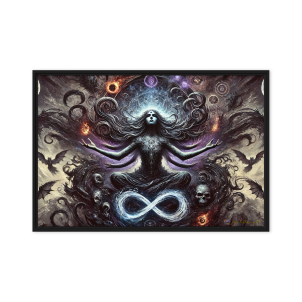 Ethereal Convergence Framed Canvas Print (24x36in) – Black Frame Edition